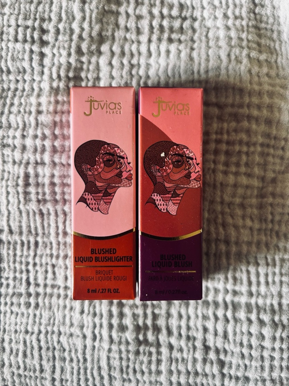 Juvia's Place Blushed Liquid Blushlighter – Pink and Coral Packaging Duo